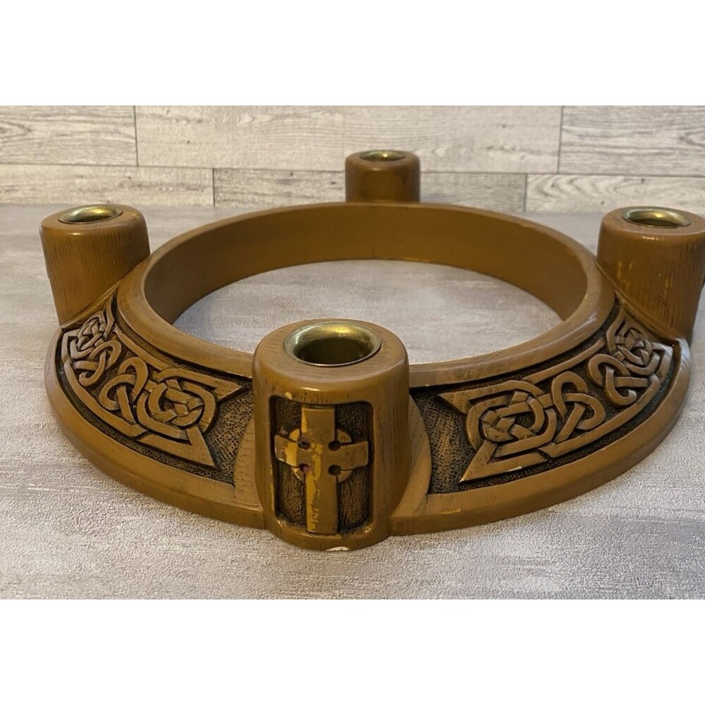 Vintage Celtic Knot Candle Holder Advent Wreath By Abbey Press Irish 12 1/4"